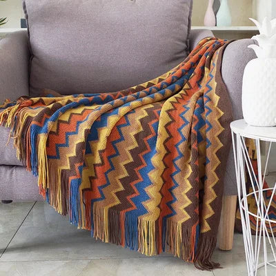 Woven Blanket – Retro Geometrische Azteken Plaid Decke für Sofa, Bett, Reisen und mehr