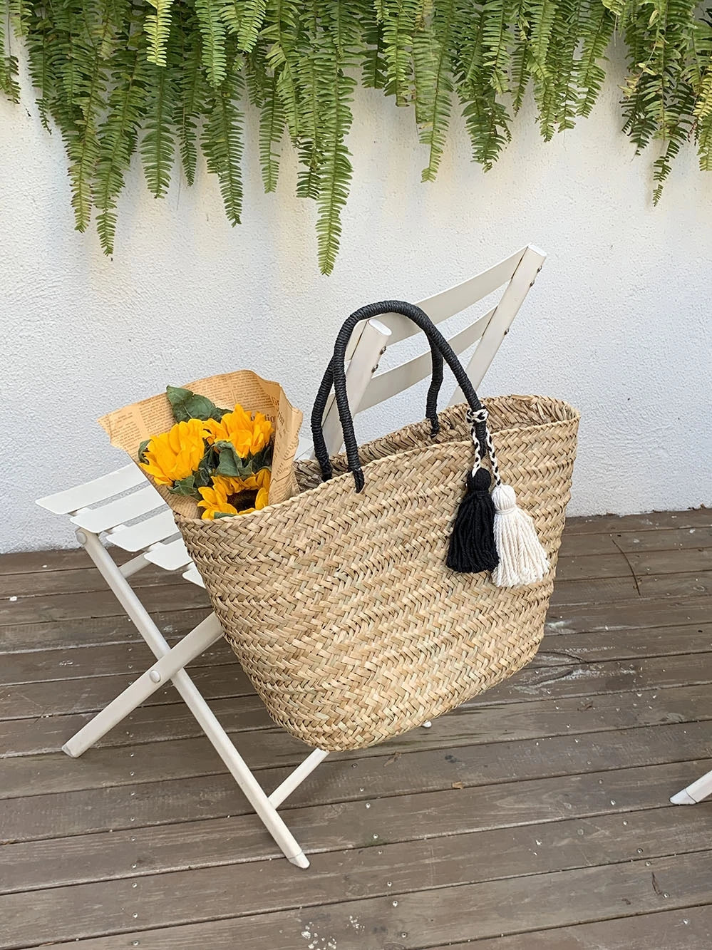 Sommer Frauen Strohtasche – Bohemian Shopper Tasche, Große Kapazität, Gewebte Rattan Handtasche für Reisen und Alltag