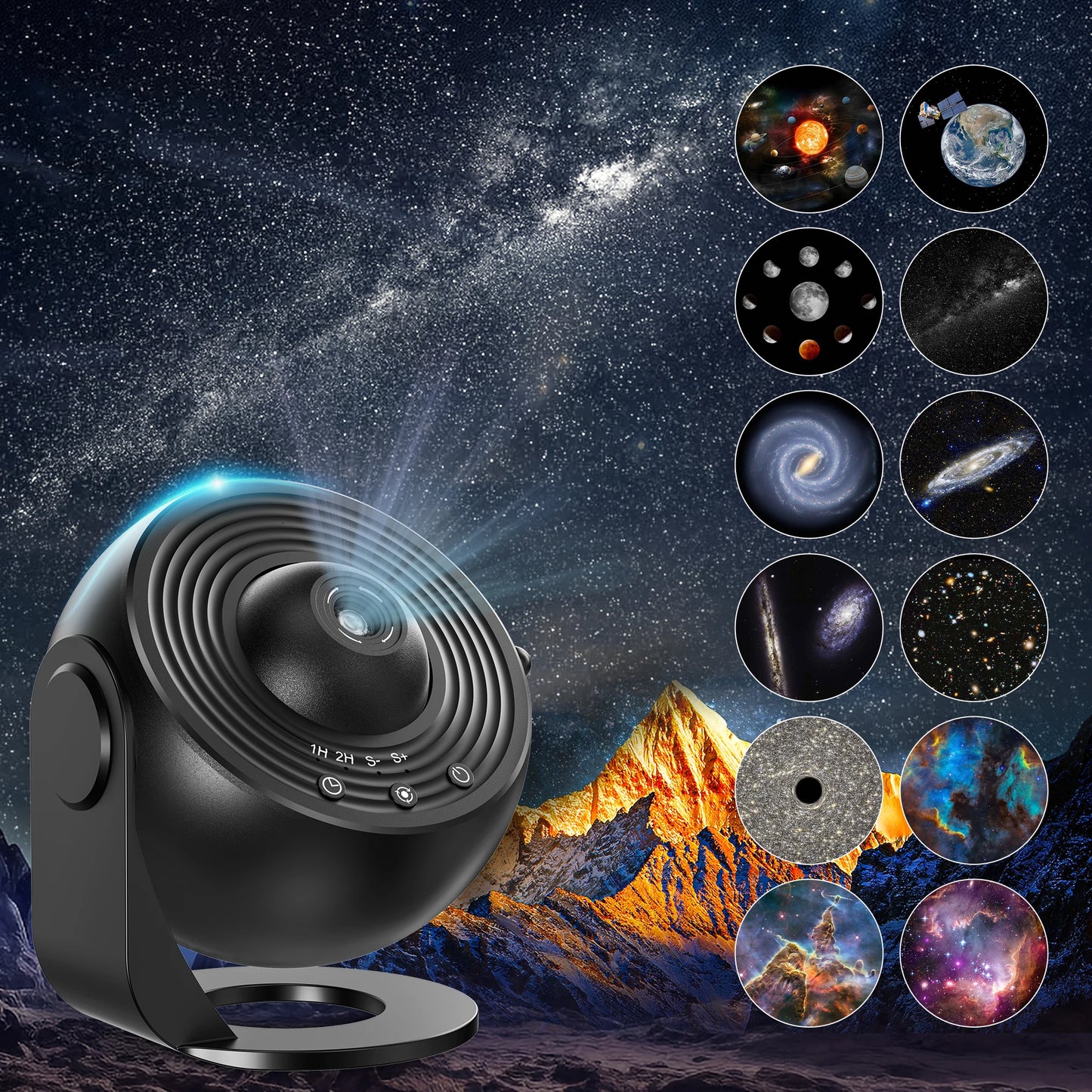 13-in-1 Planetarium Star Projector – 360° Rotierender Galaxy Projektor mit HD-Bildern, Mute Design und Timer für Schlafzimmer, Geburtstags- & Weihnachtsdekoration