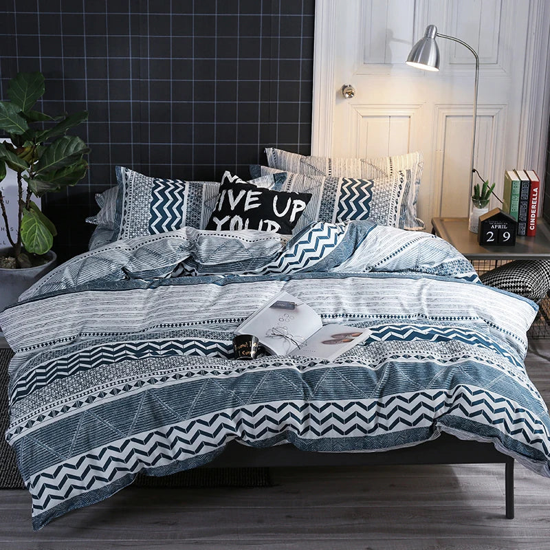 Boho Geometric Duvet Cover Set – Wendbares 3-teiliges Set in Twin und King Größe mit Streifen-/Chevron-Muster – Luxuriöses, Weiches Bettwäsche-Set