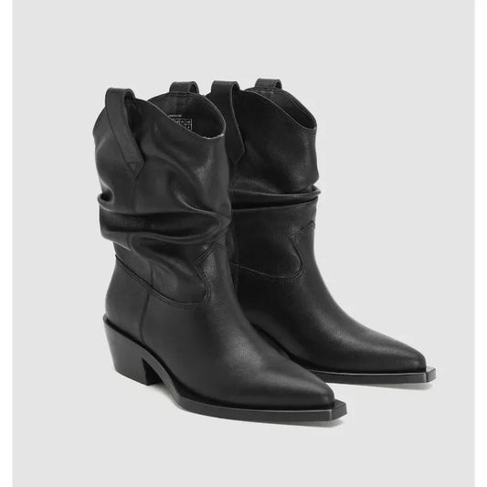Pu Leder Chelsea Boots für Damen – Western-Inspired Mid-Calf Boots mit Chunky Heels für Herbst & Winter