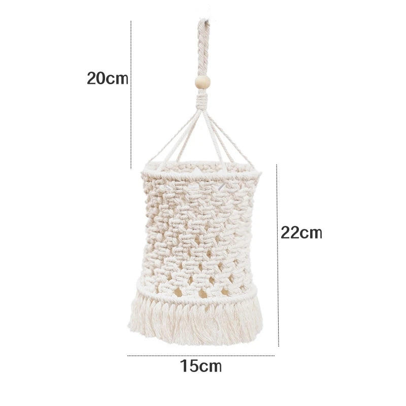 Boho Makramee Lampenschirm – Handgewebter DIY LED Kronleuchter Lampenschirm für Wohnzimmer und Tischlampen