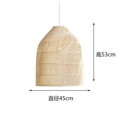Handgewebte Rattan LED Pendelleuchte im Retro-Stil – Kreative Chinesische Lampen für Restaurant, Hotel, Flur und Landhausdekoration