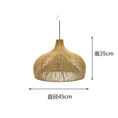 Handgewebte Rattan LED Pendelleuchte im Retro-Stil – Kreative Chinesische Lampen für Restaurant, Hotel, Flur und Landhausdekoration