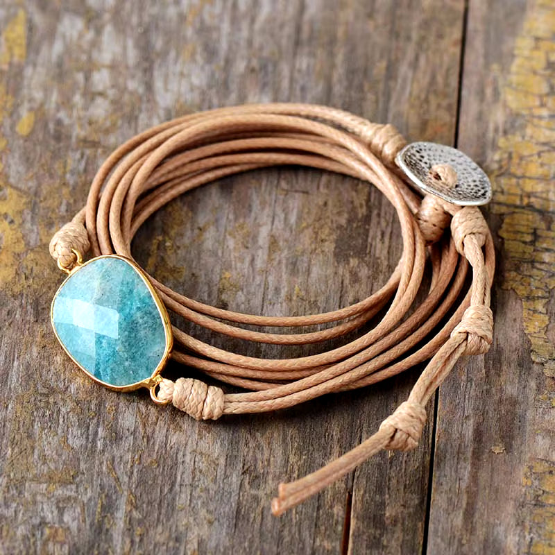 Boho Wickelarmband mit Natursteinen – Amazonit Freundschaftsarmband als Statement-Schmuck für Frauen