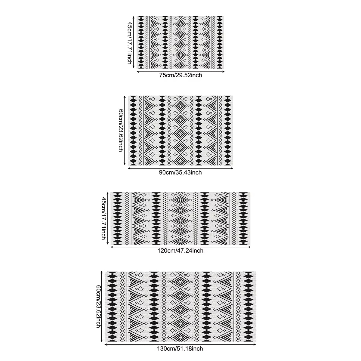 Handgewebter Baumwoll-Leinen Teppich im Retro-Boho-Stil – Quadratisches Bettvorleger mit Geometrischem Muster für Wohnzimmer & Heimdekoration