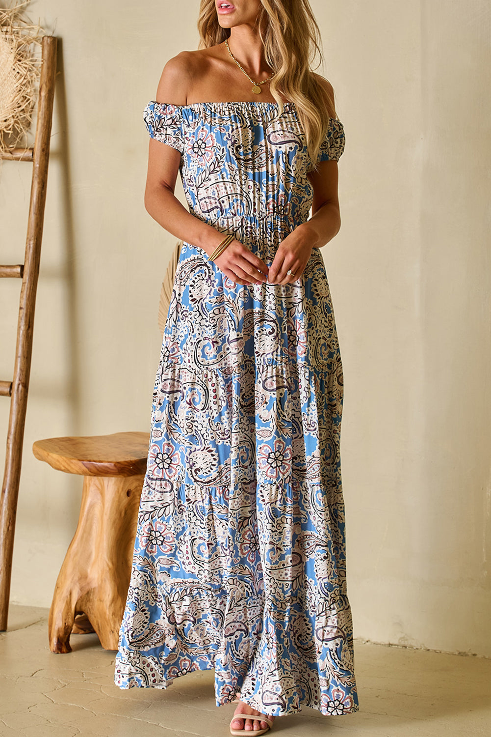 Floral Dream – Off-Shoulder Maxi-Kleid aus 100% Viskose
