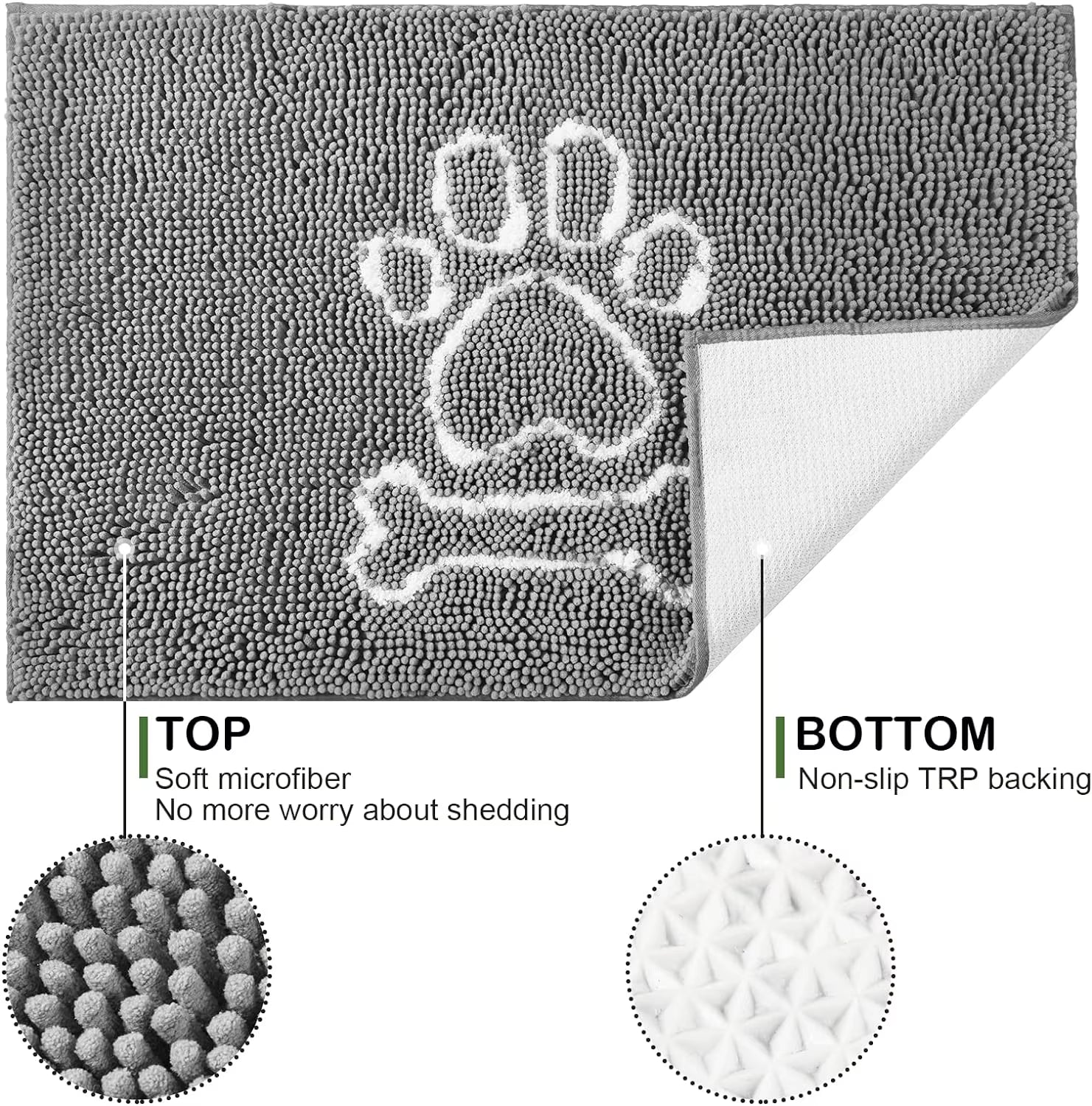 NOAHAS Chenille Indoor Door Mat Entryway Rug Super Absorbent Mud Mats for Dirty Dogs Paws & Muddy Shoes, Non Slip Floor Doormats