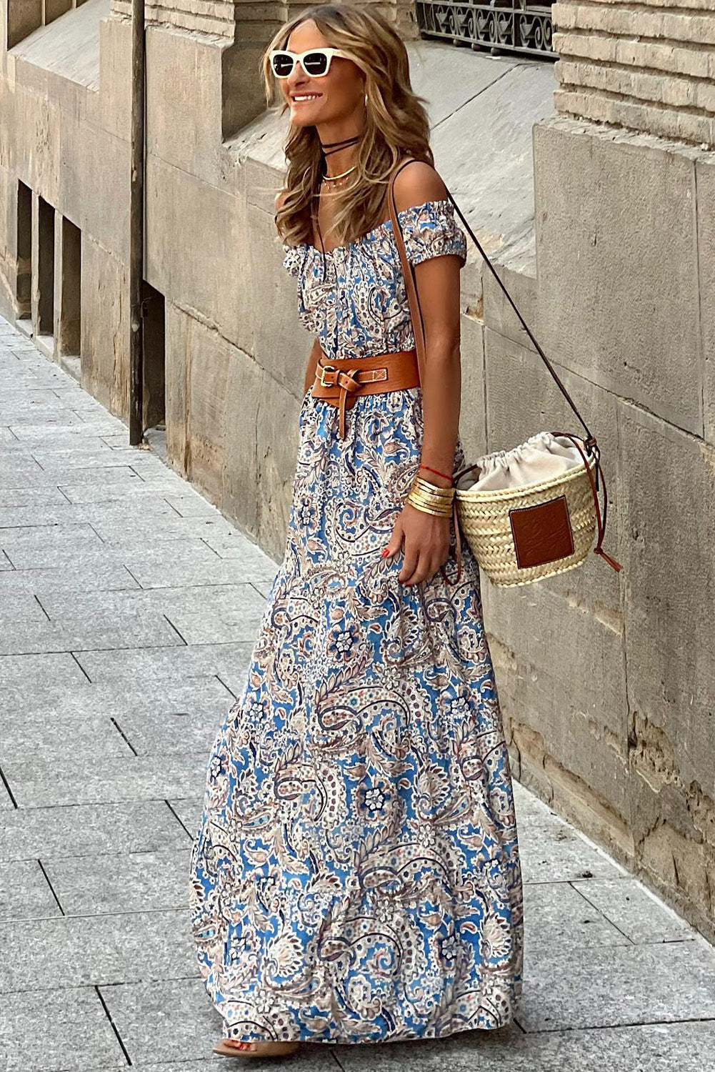 Floral Dream – Off-Shoulder Maxi-Kleid aus 100% Viskose